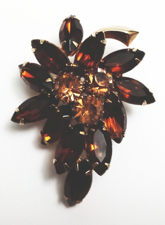 Vintage 1950s  to Early 60s Dark Brown Amber Gold… - image 4