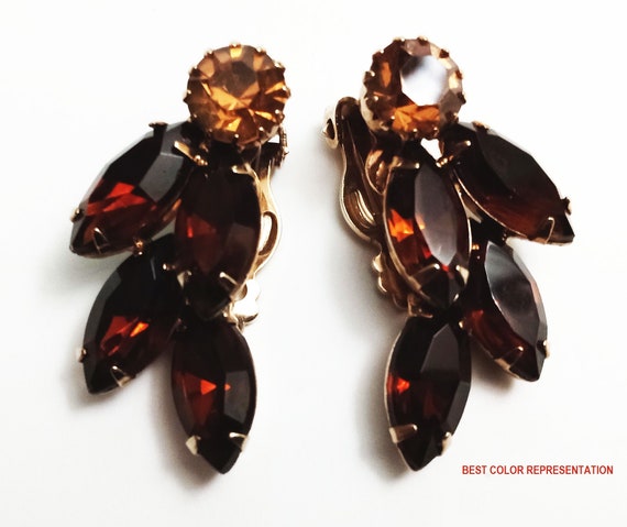 Vintage 1950s  to Early 60s Dark Brown Amber Gold… - image 6
