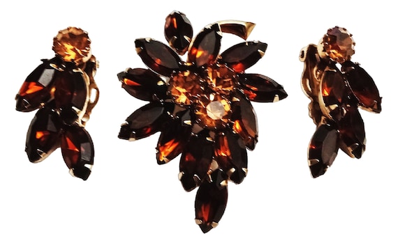 Vintage 1950s  to Early 60s Dark Brown Amber Gold… - image 1