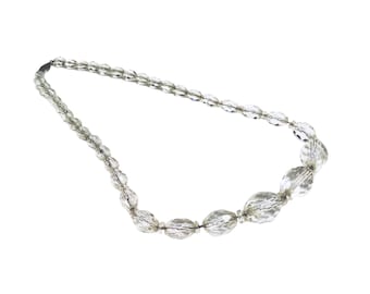 Vintage Stunning 1950s MCM Clear Glass Faceted Choker Necklace  VFG