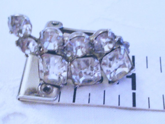 Clear Rhinestone Vintage 1950s Clip Earrings Smal… - image 4