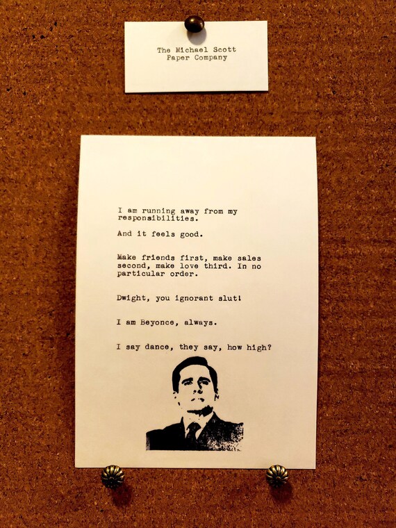 Michael Scott word collage with black frame the office