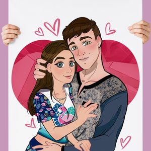 Beautiful couple portrait, bridesmaid gift, anniversary gift, Custom Couple portrait,Custom Illustrated Couple,custom drawing,perfect gift