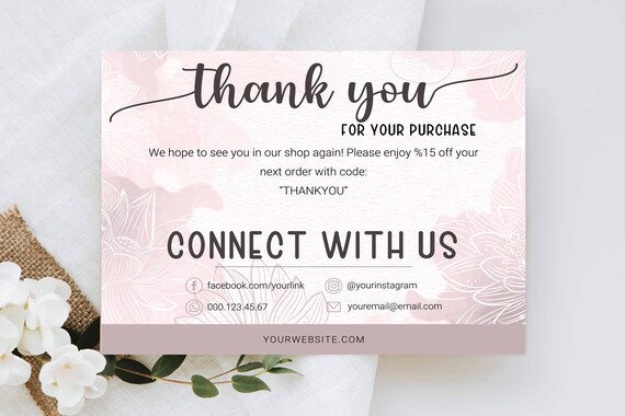 printable thank you cards business template etsy small etsy