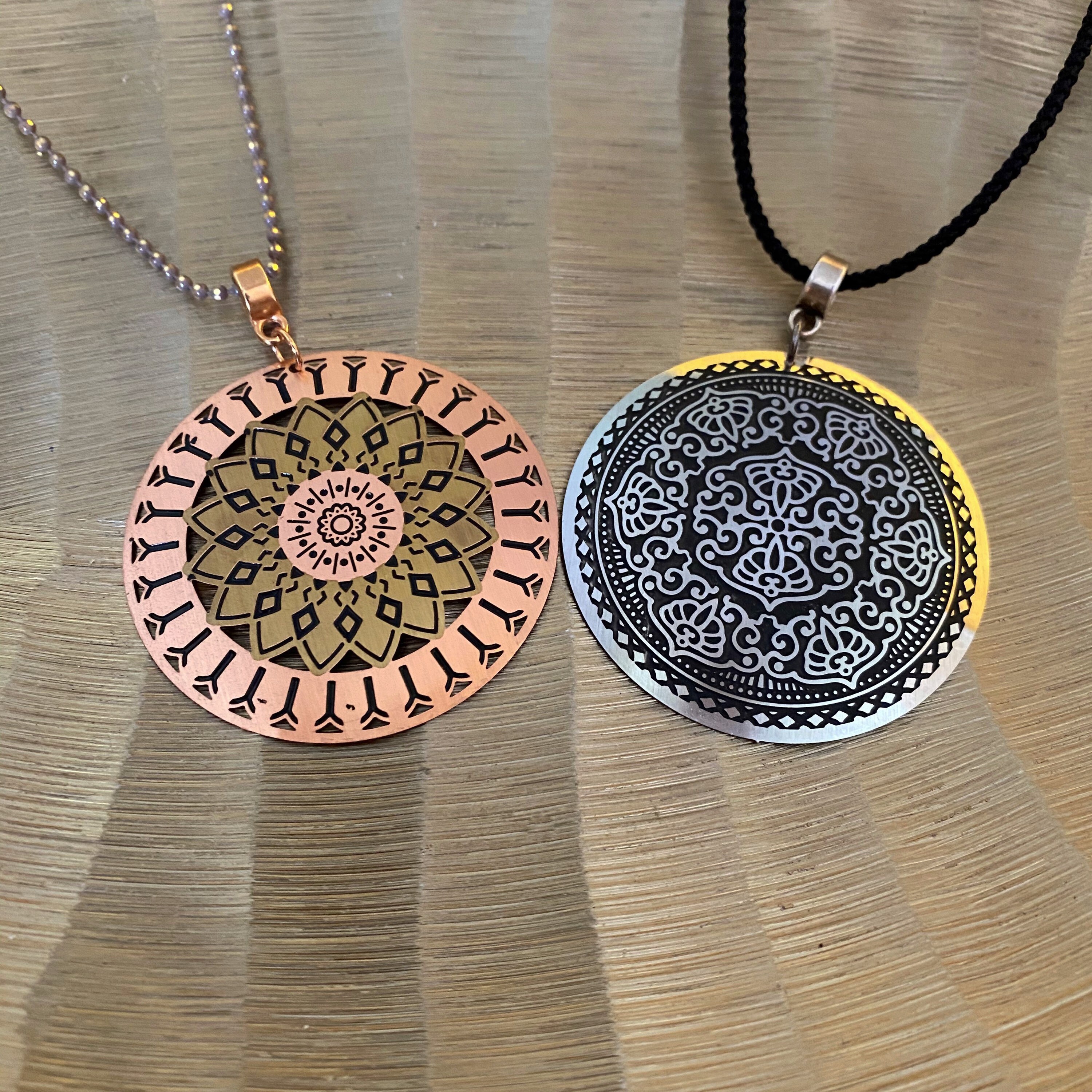 Mandala Necklace Pink Gold Mandala Silk 