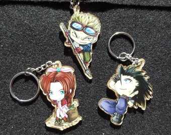 Final Fantasy VII - Cid Aerith/Aeris Zack Charms Keychains