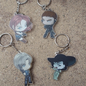 Resident Evil  - Lady Dimitrescu, Chris and Claire Redfield, and Leon S. Kennedy Charms Keychains