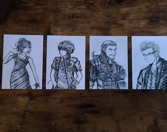 Final Fantasy XV - Noctis Lunafreya Nyx Ignis 5X7 B&W Print