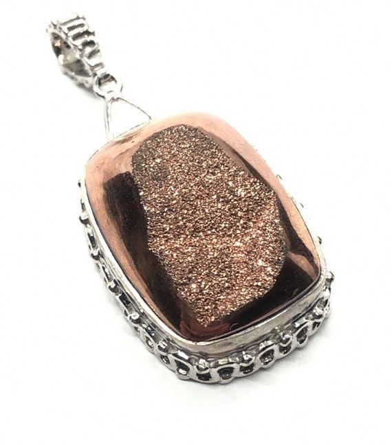 Vintage Sterling Silver 925 Pendant India Druzy