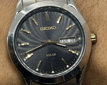 Seiko Solar Analog Day Date Watch V158 0AA0 With Original - Etsy Norway