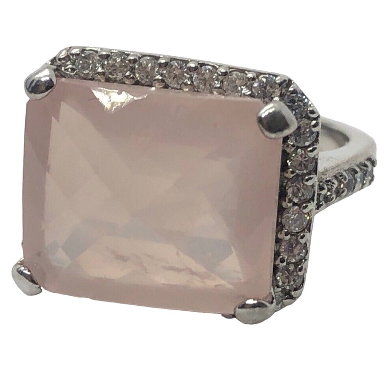 Bague Argent Avec Quartz Rose - Taille 8.5 - Réf R1623 - Neuf Avec étiquettes