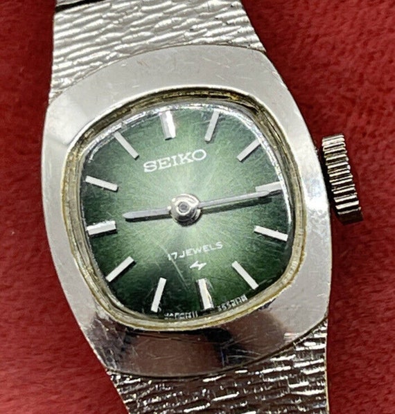 Vtg Seiko 11-3380 Green Dial Bracelet Wind-up Anal