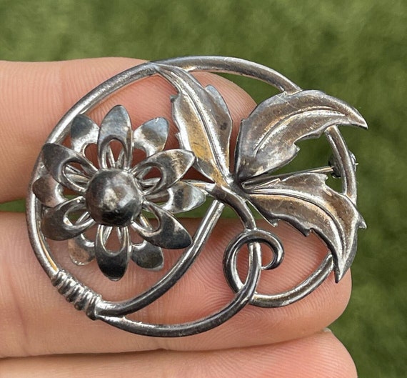 Vintage Sterling Silver Brooch Pin 925 W.E. Richa… - image 2