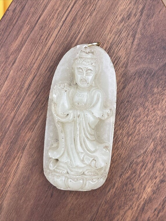 200ct Jade Vintage Jadeite Carved Pendant Necklac… - image 7