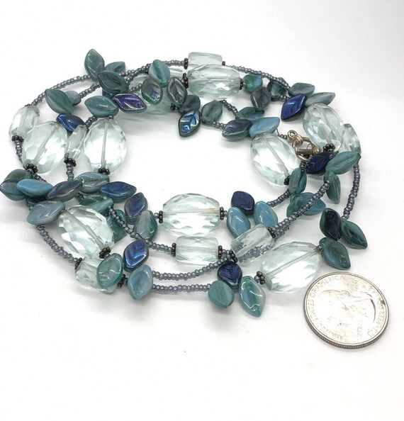 Sterling Silver Necklace 925 40” Glass Beads Togg… - image 2