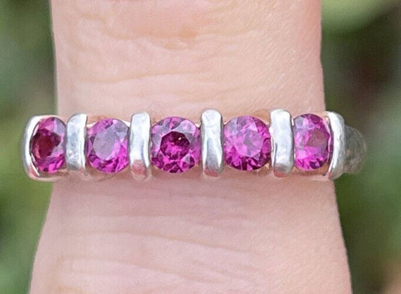 Vintage Estate Sterling Silver Pink Topaz Band Ri… - image 3