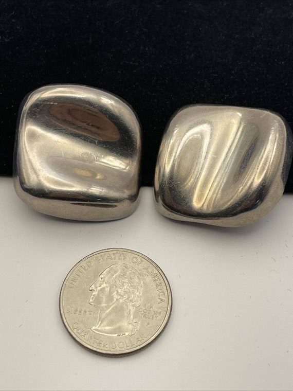 Vintage Sterling Silver Earrings 925 Modernist Cl… - image 5
