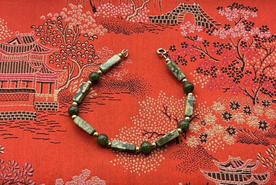 Jade Vintage Jadeite Bracelet Estate Bead 1/20 14… - image 3
