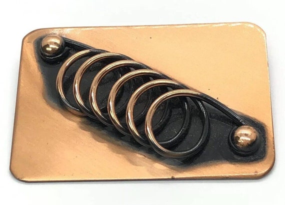 Vintage Brooch Pin Signed Renoir Modernist Copper… - image 3