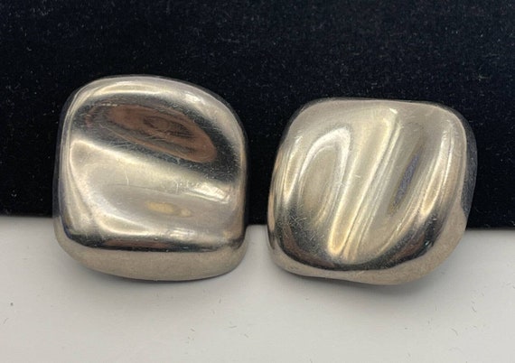 Vintage Sterling Silver Earrings 925 Modernist Cl… - image 2