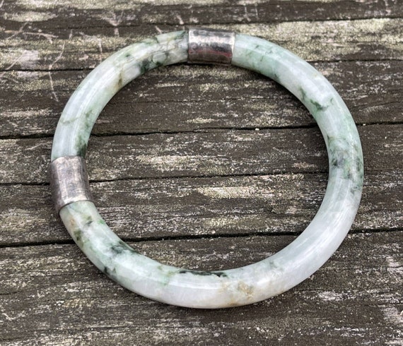 175ct Jade Bangle Vtg Jadeite Carved Bracelet Est… - image 2