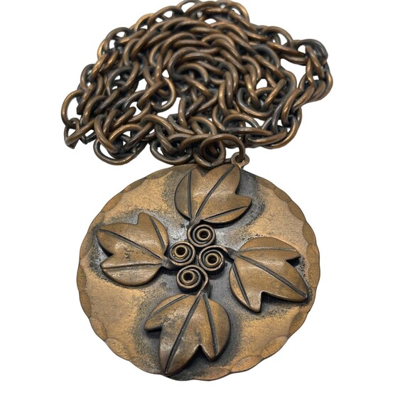 Vintage Rebajes Necklace Pendant Signed Copper Mo… - image 1