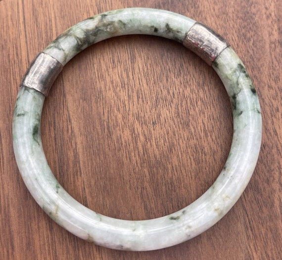 175ct Jade Bangle Vtg Jadeite Carved Bracelet Est… - image 6