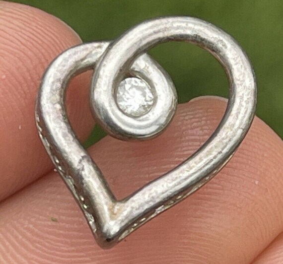 Vintage Diamond Sterling Silver 925 Pendant Heart… - image 2