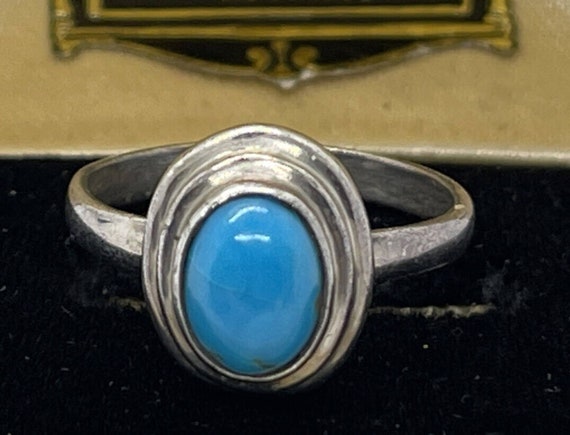 Vintage Sterling Silver Ring 925 Size 6.5 Turquoi… - image 3