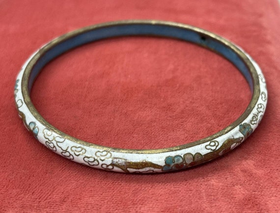 Vintage Bracelet 8” Cloisonné Enamel Bangle Flowe… - image 3