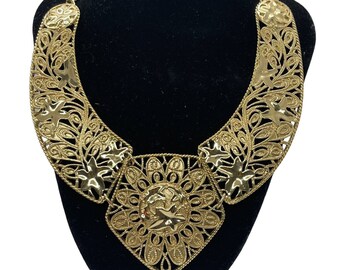 Collier vintage Barrera épais de 18 po. ton or pour Avon, pendentif plastron de créateur signé Avon