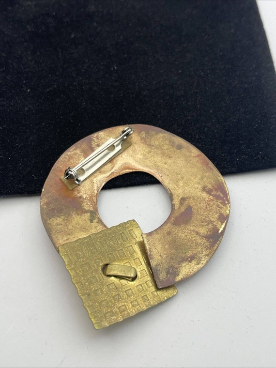 Vintage Brooch Pin Modernist Studio Style Brass H… - image 6