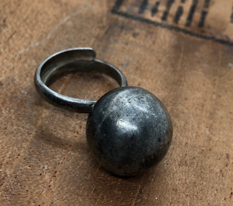 Vintage Mexico Sterling Silver 925 Large Ball Jingle Bell Ring Sz 8 Adjustable ringing taxco ball modernist marked signed