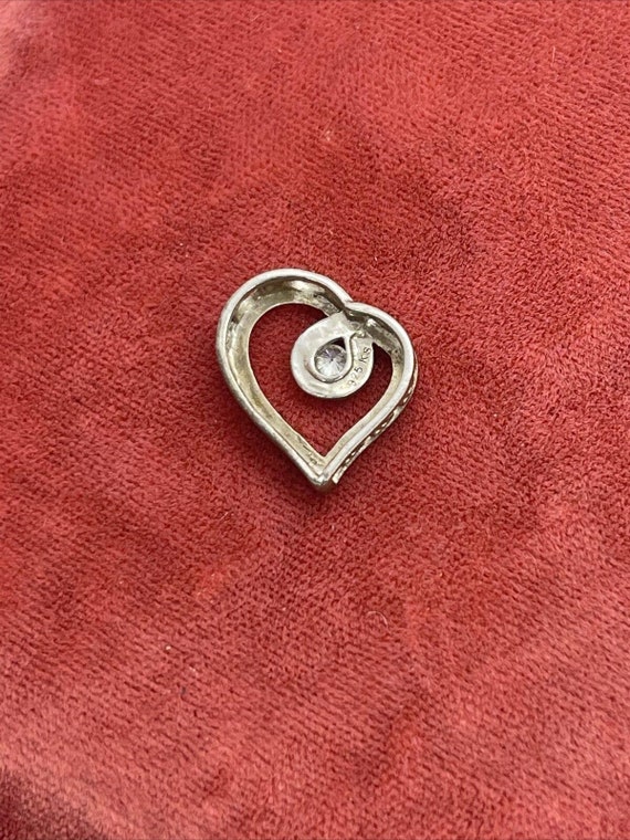 Vintage Diamond Sterling Silver 925 Pendant Heart… - image 6