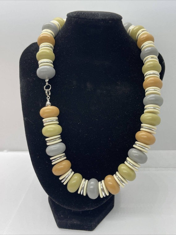 Vintage Necklace 20” Chunky Plastic Beads Colorfu… - image 3