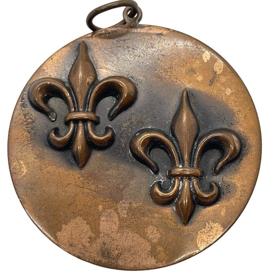 Vtg Rebajes Necklace Pendant Signed Copper Modern… - image 1