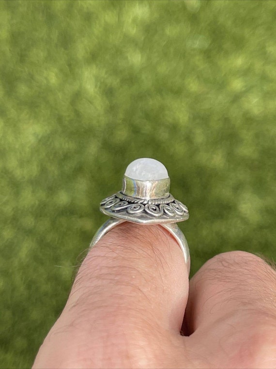 Vintage Sterling Silver Ring 925 Size 6.5 Moonsto… - image 9