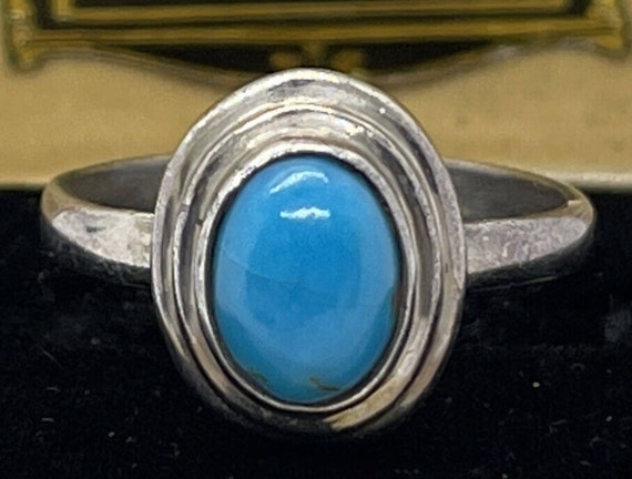 Vintage Sterling Silver Ring 925 Size 6.5 Turquoi… - image 1