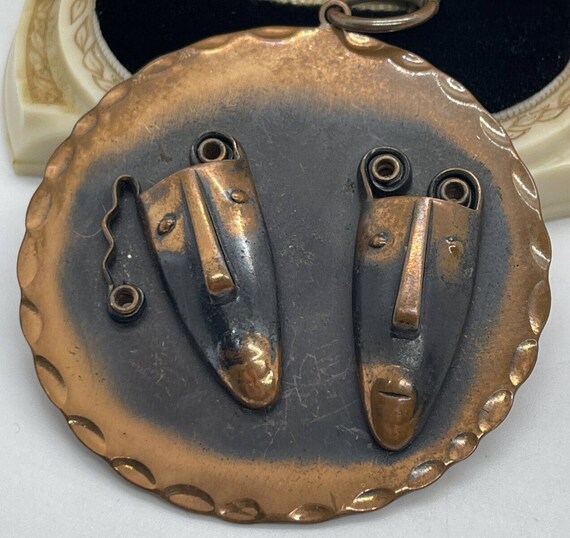 Vintage Rebajes Necklace Pendant Signed Copper Mo… - image 3