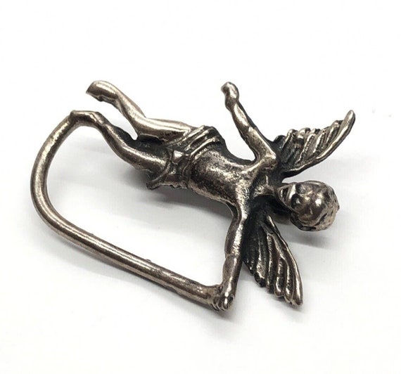 Vintage Sterling Silver Brooch Pin 925 Angel Baby… - image 3
