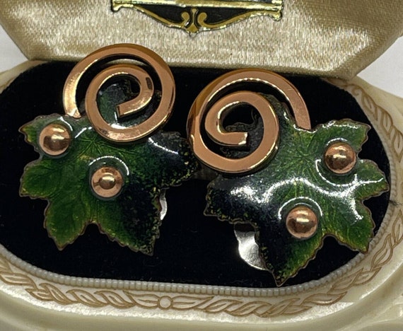 Vtg Earrings Copper Modernist Signed Matisse Reno… - image 6