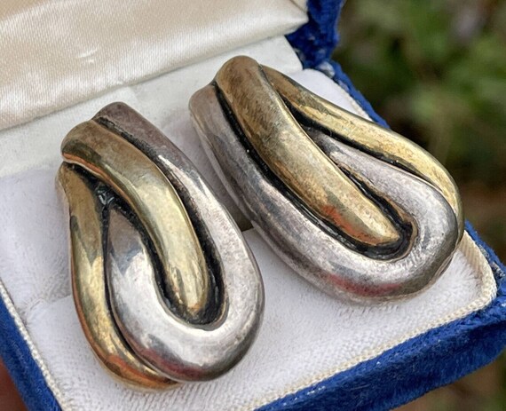 Vintage Sterling Silver Bat Ami Clip On Earrings … - image 3