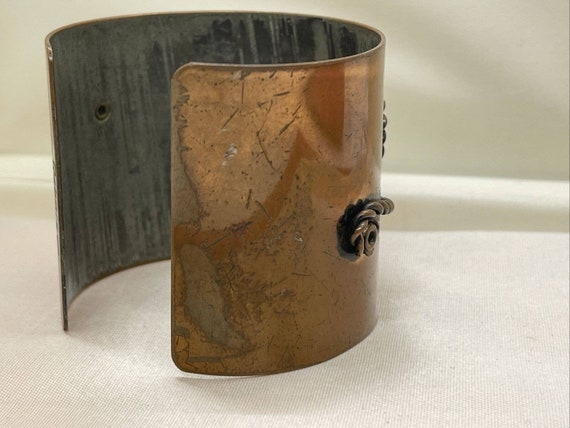 Vintage Copper Modernist Bracelet Signed Rebajes … - image 9