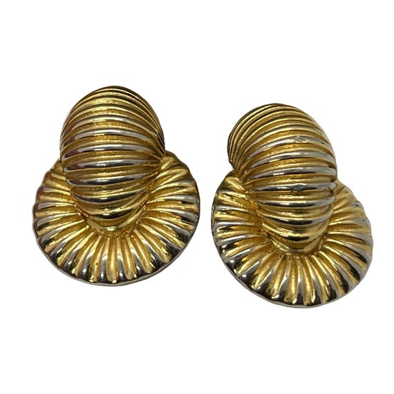 Les Bernard Gold Tone Clip On Vintage Earrings Vc - image 1