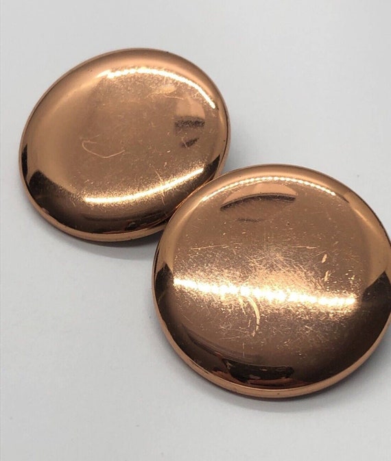 Vintage Copper Earrings Clip On Signed Renoir Rou… - image 5