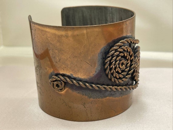 Vintage Copper Modernist Bracelet Signed Rebajes … - image 6