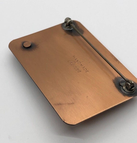 Vintage Brooch Pin Signed Renoir Modernist Copper… - image 8