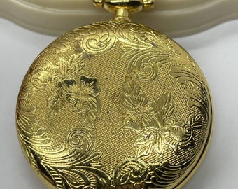 Vintage Ciprini reloj de bolsillo tono dorado redondo blanco cara números romanos batería muerta