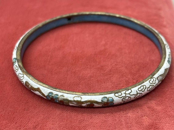 Vintage Bracelet 8” Cloisonné Enamel Bangle Flowe… - image 4