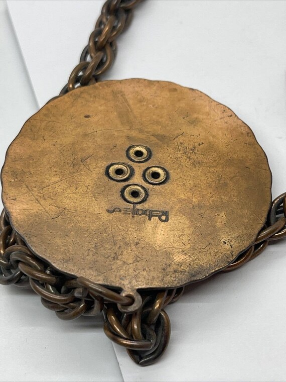 Vintage Rebajes Necklace Pendant Signed Copper Mo… - image 8